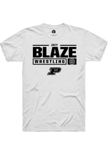 Joey Blaze  Purdue Boilermakers White Rally NIL Stacked Box Short Sleeve T Shirt