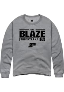 Joey Blaze  Rally Purdue Boilermakers Mens Graphite NIL Stacked Box Long Sleeve Crew Sweatshirt