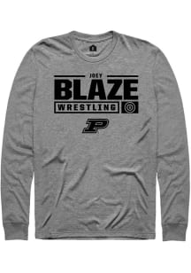 Joey Blaze  Purdue Boilermakers Graphite Rally NIL Stacked Box Long Sleeve T Shirt