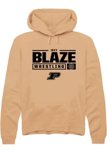 Joey Blaze  Rally Purdue Boilermakers Mens Gold NIL Stacked Box Long Sleeve Hoodie