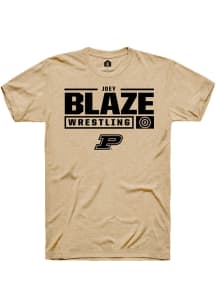 Joey Blaze  Purdue Boilermakers Gold Rally NIL Stacked Box Short Sleeve T Shirt