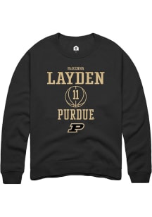 McKenna Layden  Rally Purdue Boilermakers Mens Black NIL Sport Icon Long Sleeve Crew Sweatshirt