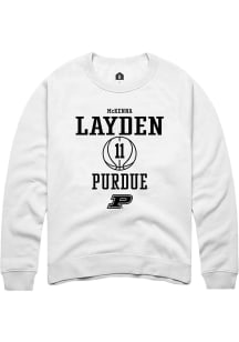McKenna Layden  Rally Purdue Boilermakers Mens White NIL Sport Icon Long Sleeve Crew Sweatshirt