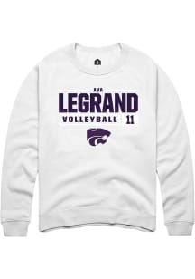 Ava LeGrand  Rally K-State Wildcats Mens White NIL Stacked Box Long Sleeve Crew Sweatshirt