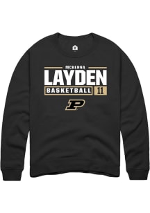 McKenna Layden  Rally Purdue Boilermakers Mens Black NIL Stacked Box Long Sleeve Crew Sweatshirt