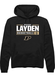 McKenna Layden  Rally Purdue Boilermakers Mens Black NIL Stacked Box Long Sleeve Hoodie