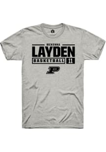 McKenna Layden  Purdue Boilermakers Ash Rally NIL Stacked Box Short Sleeve T Shirt