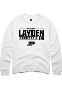 McKenna Layden  Rally Purdue Boilermakers Mens White NIL Stacked Box Long Sleeve Crew Sweatshirt