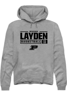 McKenna Layden  Rally Purdue Boilermakers Mens Graphite NIL Stacked Box Long Sleeve Hoodie
