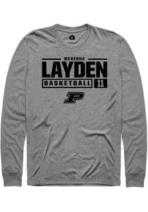 McKenna Layden  Purdue Boilermakers Graphite Rally NIL Stacked Box Long Sleeve T Shirt