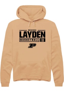 McKenna Layden  Rally Purdue Boilermakers Mens Gold NIL Stacked Box Long Sleeve Hoodie