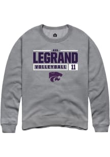 Ava LeGrand  Rally K-State Wildcats Mens Graphite NIL Stacked Box Long Sleeve Crew Sweatshirt