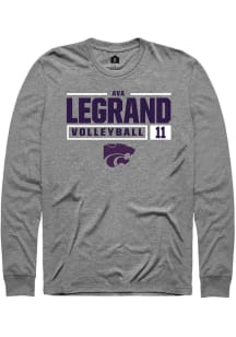 Ava LeGrand  K-State Wildcats Graphite Rally NIL Stacked Box Long Sleeve T Shirt