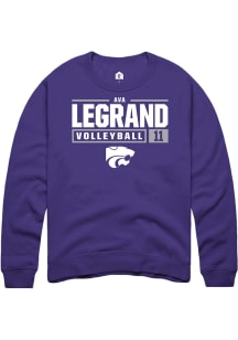 Ava LeGrand  Rally K-State Wildcats Mens Purple NIL Stacked Box Long Sleeve Crew Sweatshirt