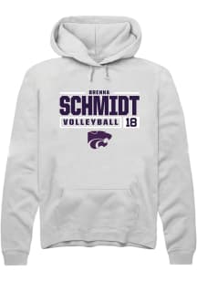 Brenna Schmidt  Rally K-State Wildcats Mens White NIL Stacked Box Long Sleeve Hoodie