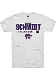 Brenna Schmidt  K-State Wildcats White Rally NIL Stacked Box Short Sleeve T Shirt