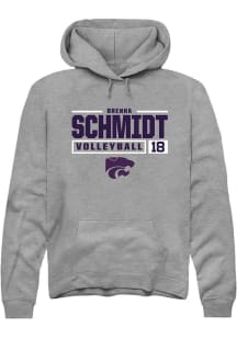 Brenna Schmidt  Rally K-State Wildcats Mens Graphite NIL Stacked Box Long Sleeve Hoodie