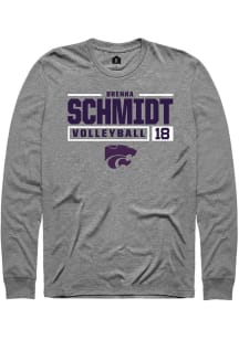 Brenna Schmidt  K-State Wildcats Graphite Rally NIL Stacked Box Long Sleeve T Shirt