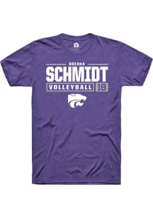 Brenna Schmidt  K-State Wildcats Purple Rally NIL Stacked Box Short Sleeve T Shirt