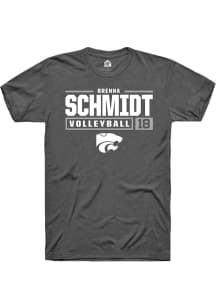 Brenna Schmidt  K-State Wildcats Dark Grey Rally NIL Stacked Box Short Sleeve T Shirt