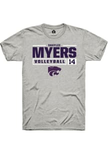 Shaylee Myers  K-State Wildcats Ash Rally NIL Stacked Box Short Sleeve T Shirt