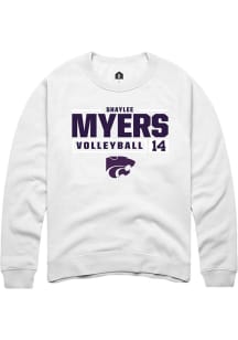 Shaylee Myers  Rally K-State Wildcats Mens White NIL Stacked Box Long Sleeve Crew Sweatshirt