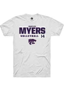 Shaylee Myers  K-State Wildcats White Rally NIL Stacked Box Short Sleeve T Shirt