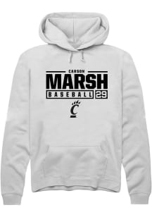 Carson Marsh  Rally Cincinnati Bearcats Mens White NIL Stacked Box Long Sleeve Hoodie