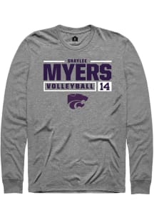 Shaylee Myers  K-State Wildcats Graphite Rally NIL Stacked Box Long Sleeve T Shirt