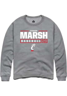 Carson Marsh  Rally Cincinnati Bearcats Mens Graphite NIL Stacked Box Long Sleeve Crew Sweatshirt