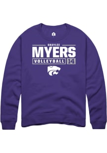 Shaylee Myers  Rally K-State Wildcats Mens Purple NIL Stacked Box Long Sleeve Crew Sweatshirt
