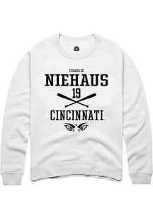 Charlie Niehaus  Rally Cincinnati Bearcats Mens White NIL Sport Icon Long Sleeve Crew Sweatshirt