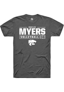 Shaylee Myers  K-State Wildcats Dark Grey Rally NIL Stacked Box Short Sleeve T Shirt