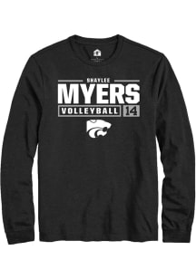 Shaylee Myers  K-State Wildcats Black Rally NIL Stacked Box Long Sleeve T Shirt