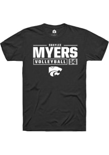 Shaylee Myers  K-State Wildcats Black Rally NIL Stacked Box Short Sleeve T Shirt