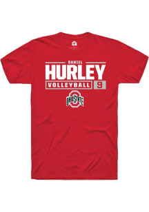 Daniel Hurley  Ohio State Buckeyes Red Rally NIL Stacked Box Short Sleeve T Shirt