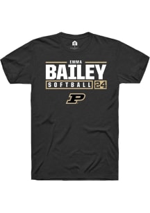 Emma Bailey  Purdue Boilermakers Black Rally NIL Stacked Box Short Sleeve T Shirt