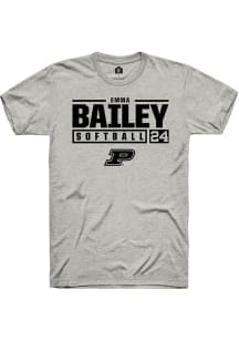 Emma Bailey  Purdue Boilermakers Ash Rally NIL Stacked Box Short Sleeve T Shirt