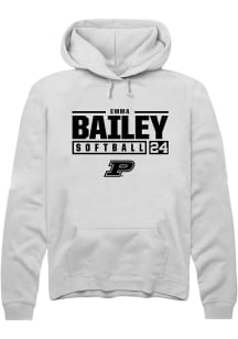 Emma Bailey  Rally Purdue Boilermakers Mens White NIL Stacked Box Long Sleeve Hoodie