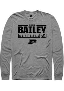 Emma Bailey  Purdue Boilermakers Graphite Rally NIL Stacked Box Long Sleeve T Shirt