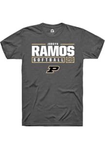 Jordyn Ramos  Purdue Boilermakers Dark Grey Rally NIL Stacked Box Short Sleeve T Shirt