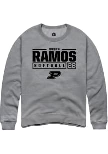 Jordyn Ramos  Rally Purdue Boilermakers Mens Graphite NIL Stacked Box Long Sleeve Crew Sweatshirt