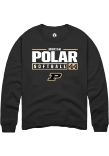 Moriah Polar  Rally Purdue Boilermakers Mens Black NIL Stacked Box Long Sleeve Crew Sweatshirt