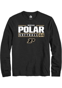 Moriah Polar  Purdue Boilermakers Black Rally NIL Stacked Box Long Sleeve T Shirt