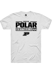 Moriah Polar  Purdue Boilermakers White Rally NIL Stacked Box Short Sleeve T Shirt