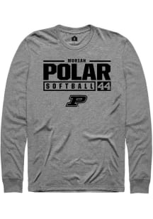 Moriah Polar  Purdue Boilermakers Graphite Rally NIL Stacked Box Long Sleeve T Shirt