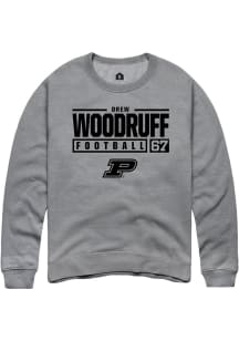 Drew Woodruff  Rally Purdue Boilermakers Mens Graphite NIL Stacked Box Long Sleeve Crew Sweatshirt