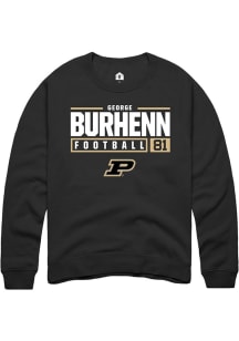 George Burhenn  Rally Purdue Boilermakers Mens Black NIL Stacked Box Long Sleeve Crew Sweatshirt