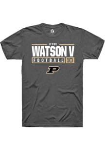 Jesse Watson V  Purdue Boilermakers Dark Grey Rally NIL Stacked Box Short Sleeve T Shirt