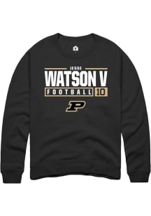 Jesse Watson V  Rally Purdue Boilermakers Mens Black NIL Stacked Box Long Sleeve Crew Sweatshirt